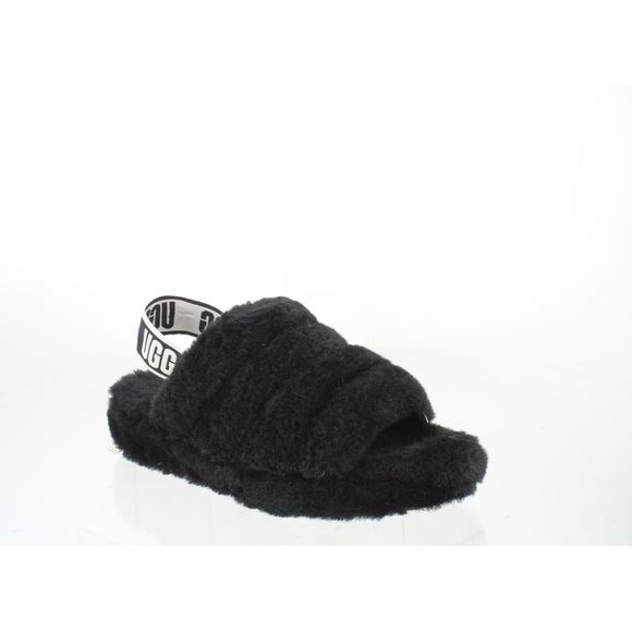 UGG Womens Fluff Yeah Slide Black Mule Slippers Size 9 Medium (B, M) - Picture 2 of 4